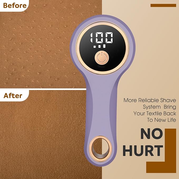 Rechargeable Fabric Shaver, Electric Lint Remover with Digital Display,Portable Sweater Defuzzer with 3 Speeds,6 Leaf Blades, Lint Shaver for Clothing,Furniture, Sofa,Sweater,Blanket…