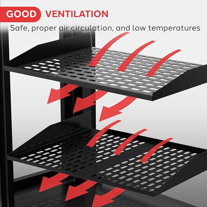 Pyle 19-Inch 2U 2 Pack Server Rack Shelves - Server Rack Mount Tray, Cantilever Mount, Wall Mount Rack, Computer Case Mounting Tray, Black - Pyle PLRSTN62U