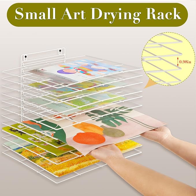 12 Shelves Art Drying Rack for Classroom, Paint Drying Rack, White | Drying Rack Classroom, Wall Art Storage Rack, Removable Shelves for Classrooms and Art Studios