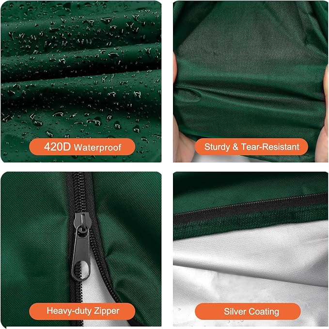 Rotary Airer Cover, Clothes Washing Line 420D Oxford Waterproof Windproof UV-Resistant & Non-Slip Lining Dryer Umbrella Parasol Protective Zips, for Garden All Rotaries (Green,180 * 18 * 18cm)