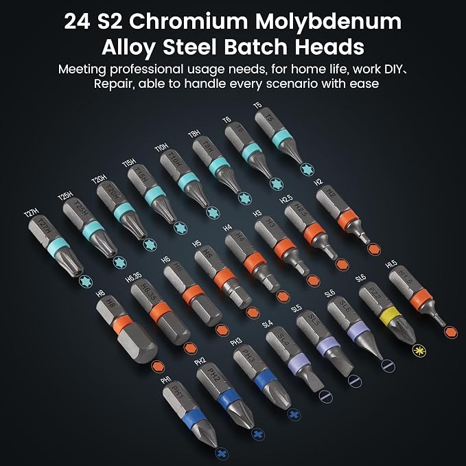 The Original Patented Screwdriver Set 24 in 1 Magnetic Ratchet with Precision Bits–Ideal for Home Repairs, DIY Projects,and Electronics–Ergonomic Rotatable Ratchet Handle and Storage Case–Holiday Gift
