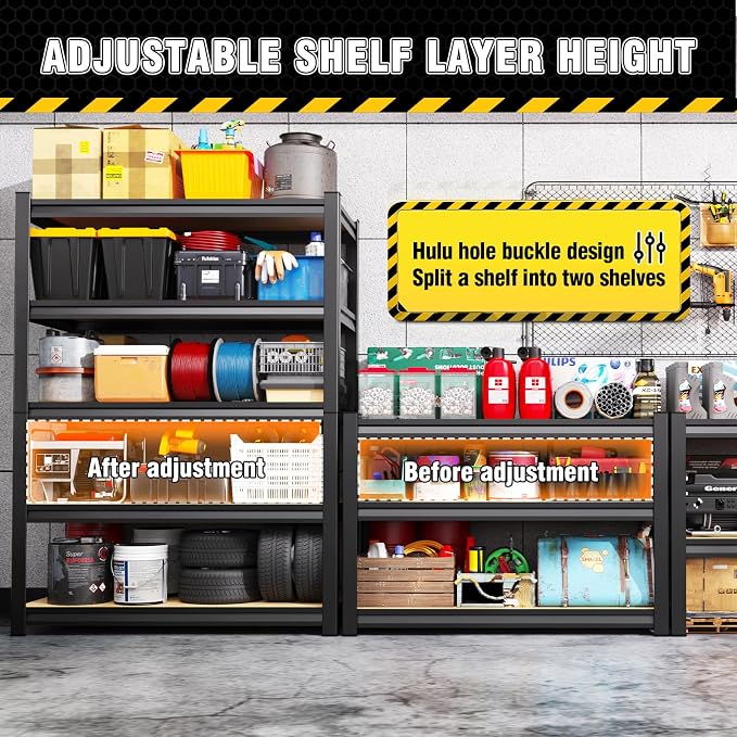 3 Pack Garage Shelving Heavy Duty Storage Shelves, Metal Adjustable Shelving Unit, Utility Garage Organizer Shelf for Basement, Pantry, Kitchen, Warehouse, 71.2" Hx35.4 Wx15.7 D, Black