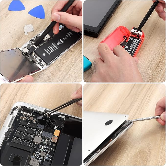 STREBITO Spudger Pry Tool Kit 12 Piece Opening Tools, Metal Spudger Tool | Cleaning Cloth, Prying Cleaning & Open Tool for iPhone, Laptop, iPad, Cell Phone, MacBook, Tablet, Computer, PS4, Electronics