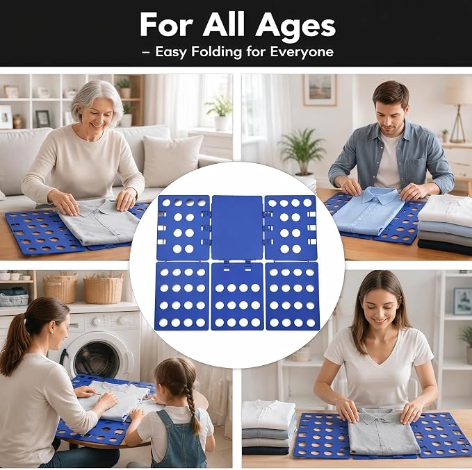 Shirt Folding Board, Shirt Folder - Folds Hoodies, Jeans & Shirts, Blue | Quick garment folding, heavy duty for thick clothes, for adults & kids, compact foldable design, no assembly required