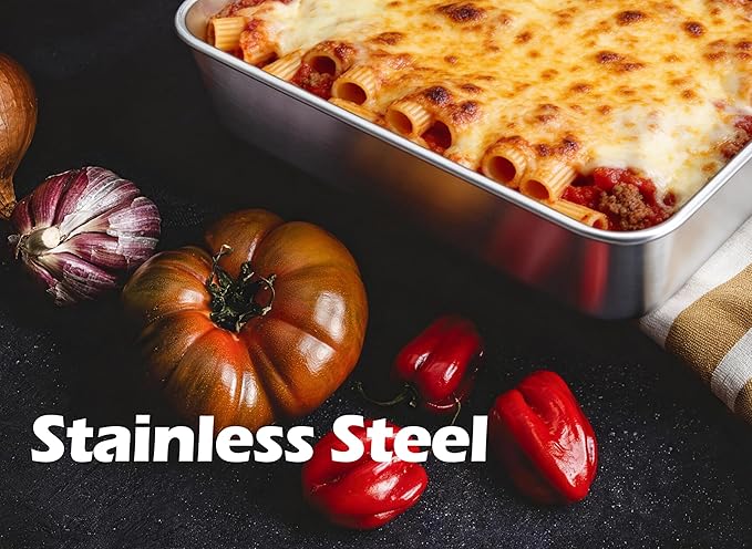 Leonyo Stainless Steel 6x6 Baking Pan, 2 Pack Metal 6IN x 6IN Square Cake Pans, Commercial Brownie Pans Baking Dish for Cornbread, Banana Bread, Lemon Bars, Dishwasher Safe