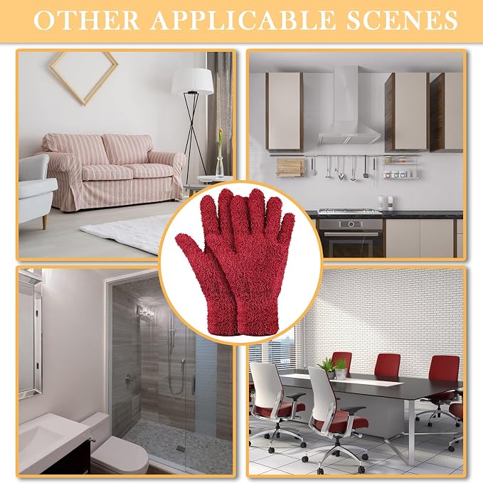 Patelai 3 Pairs Microfiber Plant Dusting Gloves Leaf Cleaning Gloves for Indoor Plants, Blinds, Furniture, House (Brown,Dark Green,Dark Red,Medium)