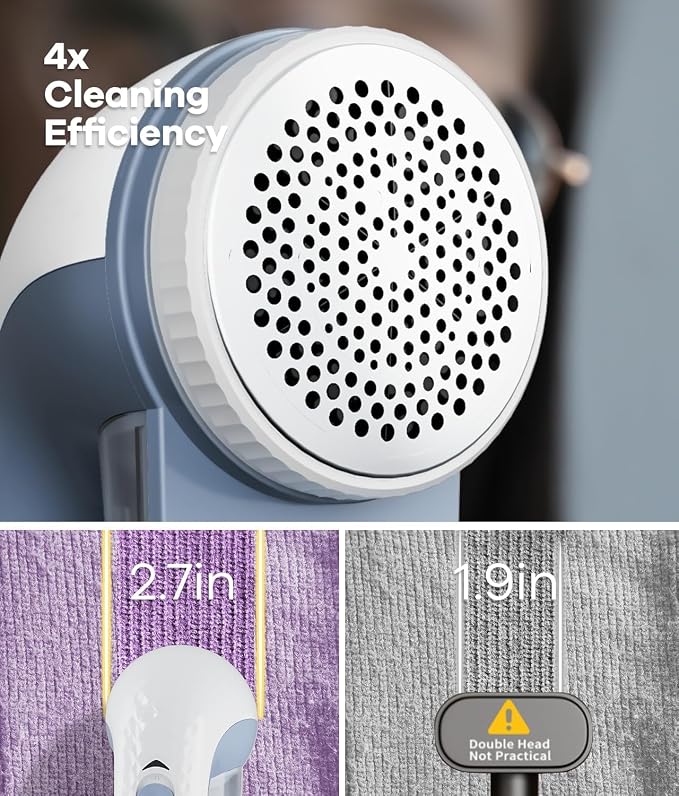 Ruidla Lint Remover, Fabric Shaver for Clothes and Furniture | Sweater Shaver with 6-Leaf Blades & Safety Lock, Lint Shaver Fabric Shaver 4 Times Efficiency to Remove Pilling(Blue)
