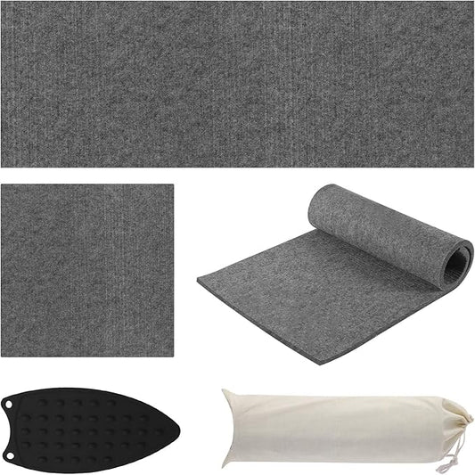 AiVeUao Wool Pressing Mat for Quilting(2 Pack) Includes 48" x17" and 9" x 9" mats, Portable Wool Ironing Mat, Quilting Ironing Pad for Quilter, Sewing, Quilting Supplies