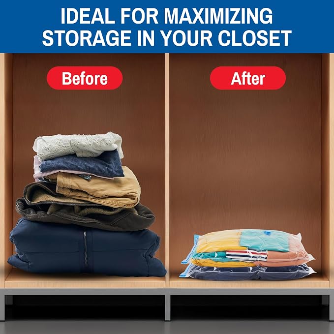 Spacesaver Small Vacuum Storage Bags for Comforters, Blankets & Clothes – Vacuum Sealed Compression Bags with Hand Pump – Space Saver Storage Bags for Bedding, Moving, Travel & Organization (10 Pack)