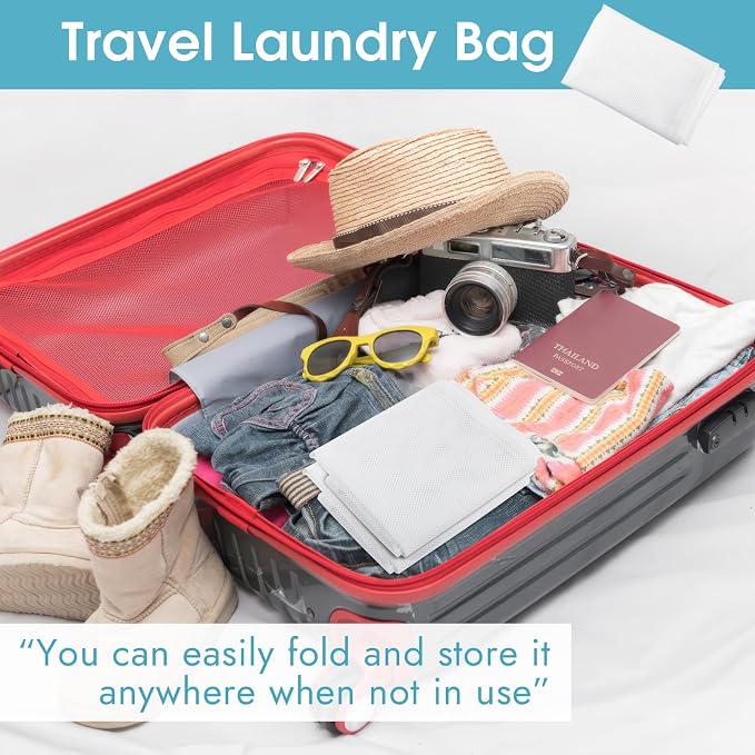 2 Pack Mesh Laundry Bags 23x34 Inch Drawstring Locking for Travel Home | Mesh bags with locking drawstring, Tear-resistant for blankets & towels, Lightweight foldable for travel/dorm