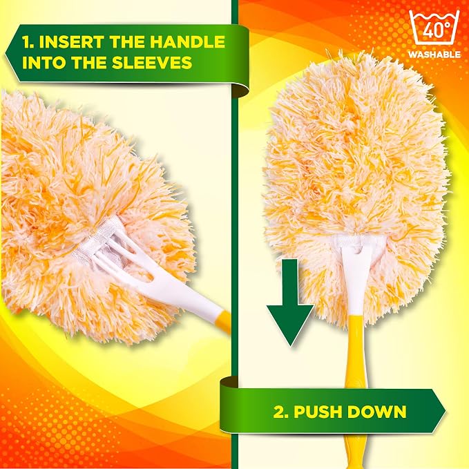 Millifiber 360° Reusable Duster Refills for Swiffer Hand Dusters (4-Pack) | Handle not included, microfiber duster covers, machine washable duster cleaning pads