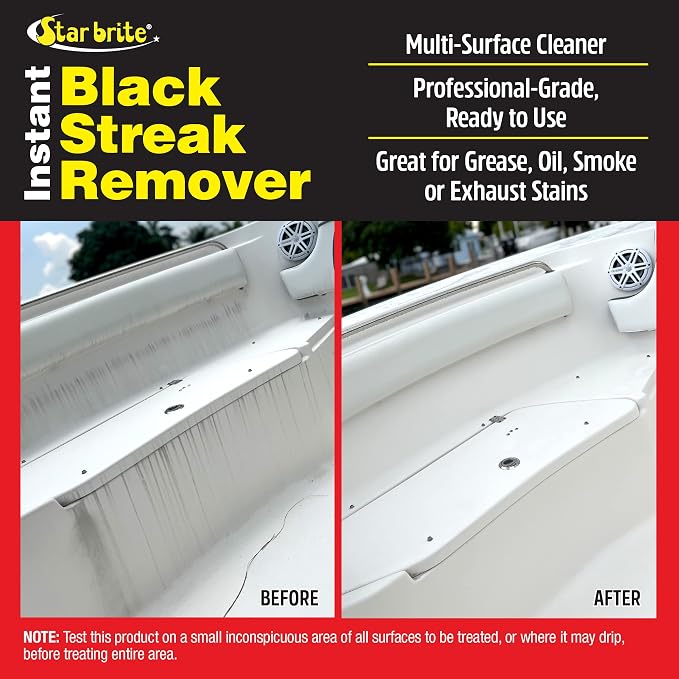 Star brite Instant Black Streak Remover - Dissolve Grease, Oil, Smoke & Exhaust Stains on Fiberglass, Vinyl, Metal, Plastic & Painted Surfaces - Spray On, Wipe Off
