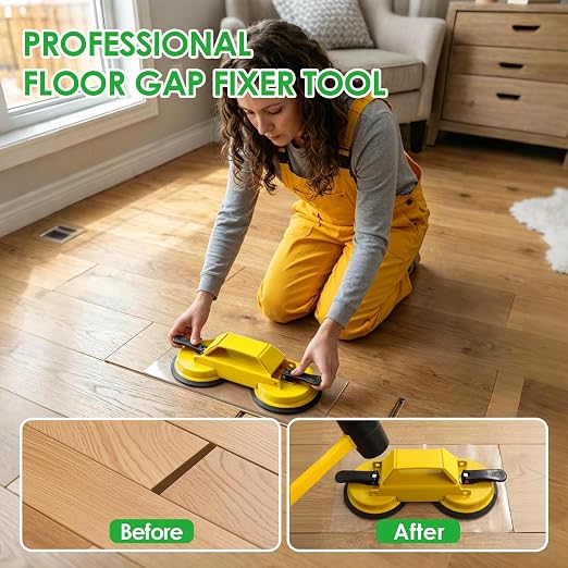 Floor Gap Fixer Tool to Fix a Floor, Vinyl Floor Repair Kit with Strong Suction Cups, Laminate Flooring Tools, Includes Plank Grabber and Mallet