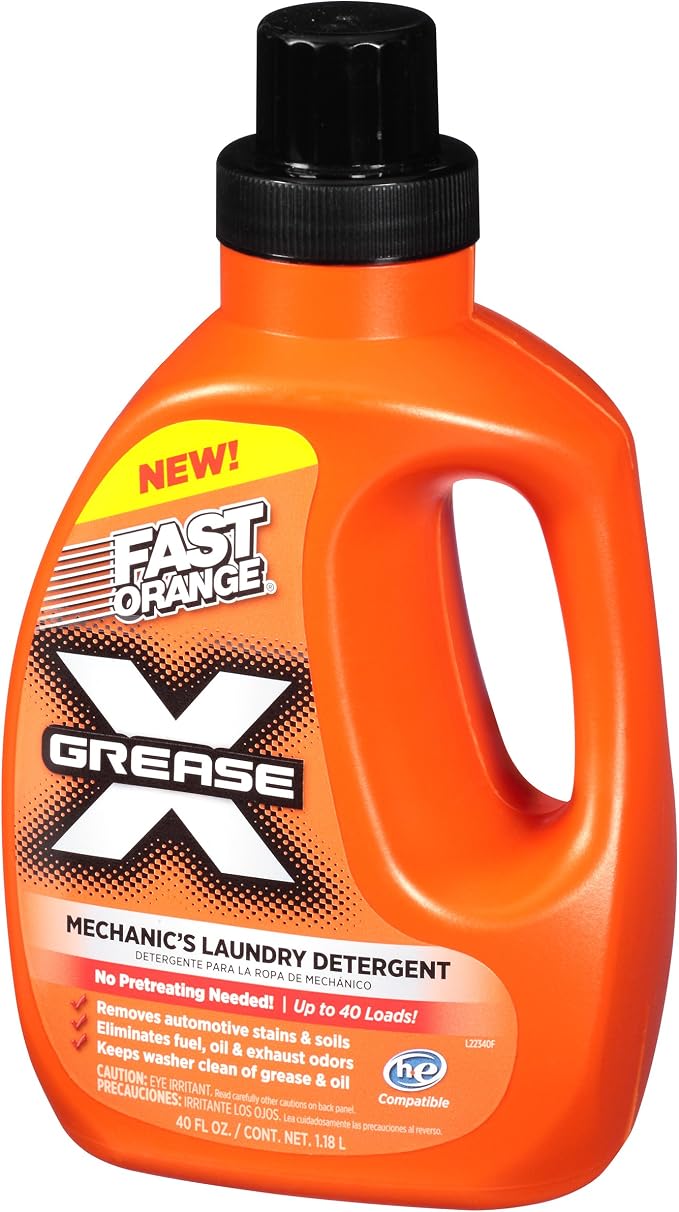 Fast Orange 22340 Laundry Detergent For Oil, Grease, Automotive Stains And Odors, Eliminates Fuel, Oil, Exhaust Stains 40 fl. Oz (Pack of 2)