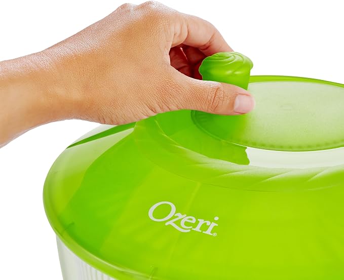 Ozeri Italian Made Fresca Salad Spinner and Serving Bowl, BPA-Free, Green, 4.4 qt