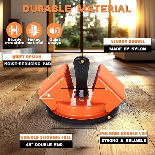 REXBETI Floor Gap Fixer Tool, Plank Gap Repair Kit, Heavy Duty Suction Cup | Double 45° Widened Striking, 10Pcs Sticky Pads, Laminate Flooring Tool, Fixer Laminate/Vinyl Flooring/Hardwood/LVP