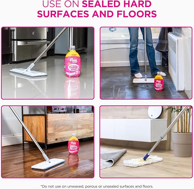 Stardrops The Pink Stuff The Miracle Floor Cleaner Spray – Squirt & Mop Formula for Sparkling Clean Floors – Fast Drying, Streak-Free Finish, Fresh Fragrance, 25.3 fl oz