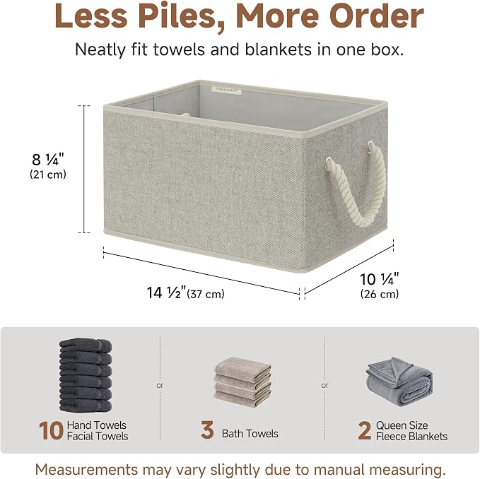 StorageWorks Storage Baskets for Shelves, Closet Organizers and Storage Bins, Fabric Organizer Bins for Clothes, Closet Shelf Organizer, Gray, Large, 3-Pack