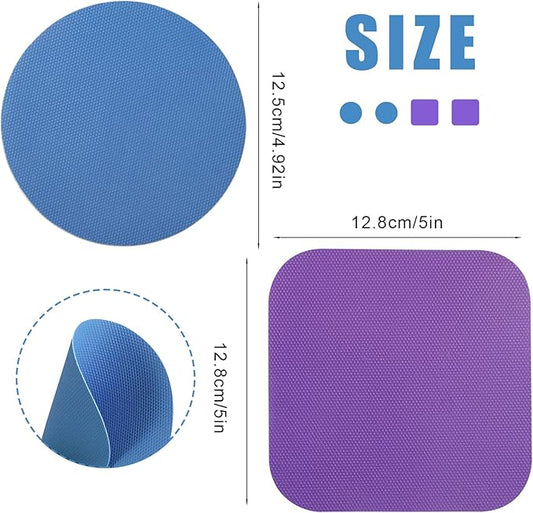 LUTER 4pcs Jar Opener, Rubber, Multi-function Silicone Bottle Opener for Seniors with Weak Hands Lid Cap Gripper Pads Kitchen Coasters Gadgets(Blue, Purple)