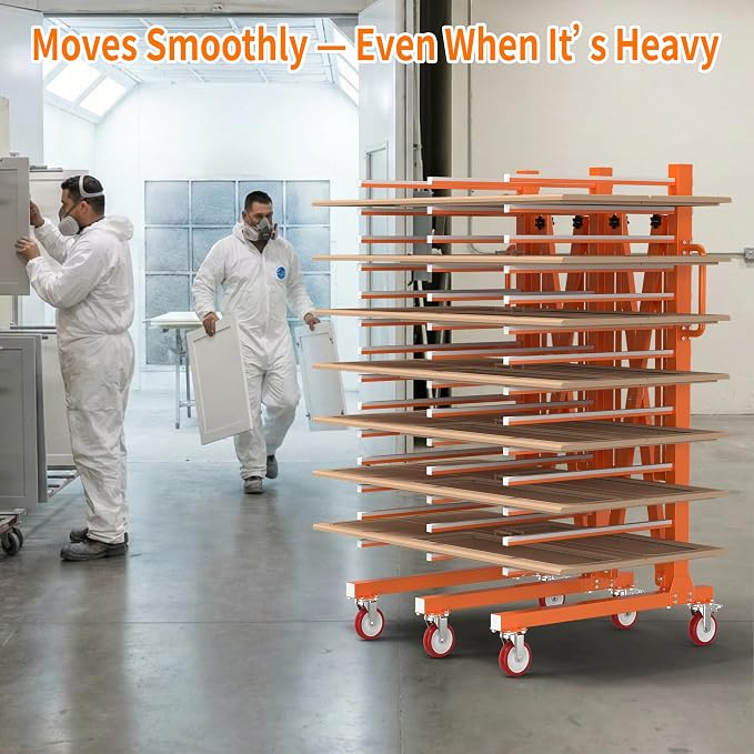 Paint Drying Rack for Cabinet Doors, 15 Tier- Heavy Duty Rolling Paint Rack | Expandable Woodworking Drying Rack for Trim & Panels, Reinforced 2.0mm Steel Frame with 5" Casters