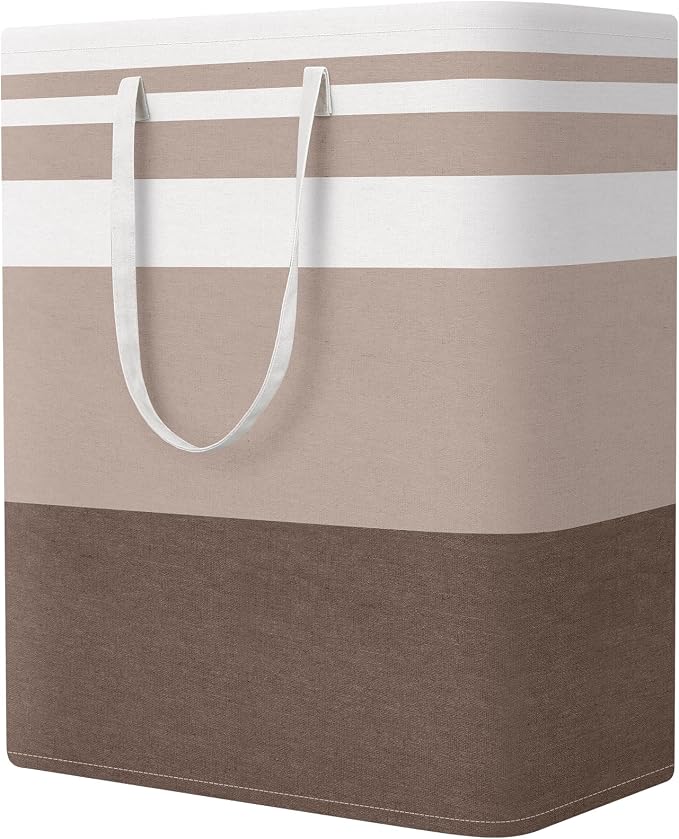 StorageRight Laundry Basket Hamper, 125L Collapsible Clothes Storage, Khaki | Freestanding Clothes Hampers, Foldable design, with Easy Carry Handles, For Laundry, Bedroom, Dorm, Clothing, Towels, Toys