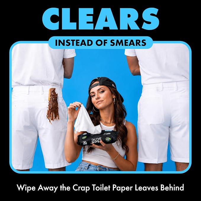 DUDE Wipes Unscented Adult Flushable Wet Wipes, Sensitive Skin, 48 Count | 1 pack of 48 extra large flushable butt wipes. Hypoallergenic plastic-free wipes. 99% water, vitamin E, aloe. Septic safe.