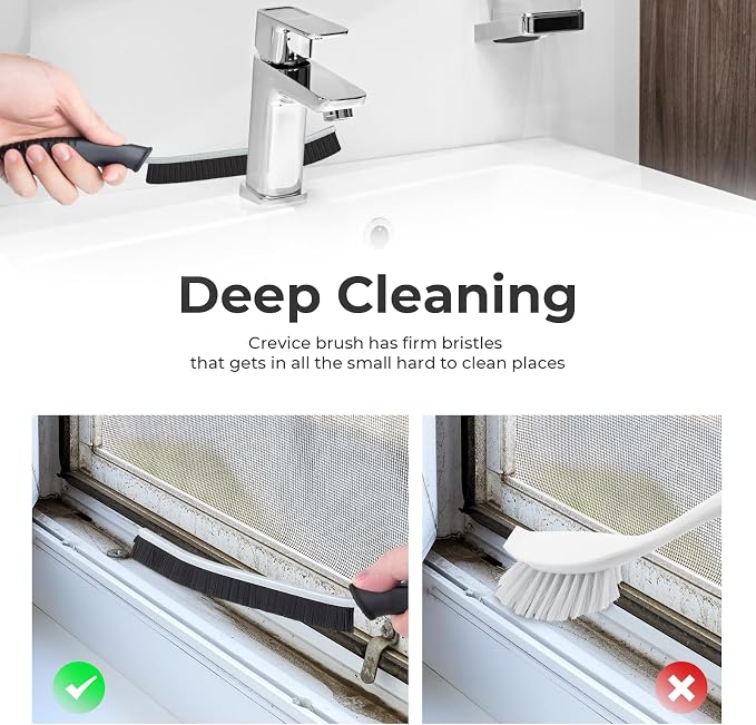TQRR Cleaning Brush-Hard Crevice Cleaning Brushes, Multifunctional Window Groove Brushes, Grout Brush, Cleaning Tool for Bathroom, Kitchen, Toilet, Tile, Sink, Home (6, Green)