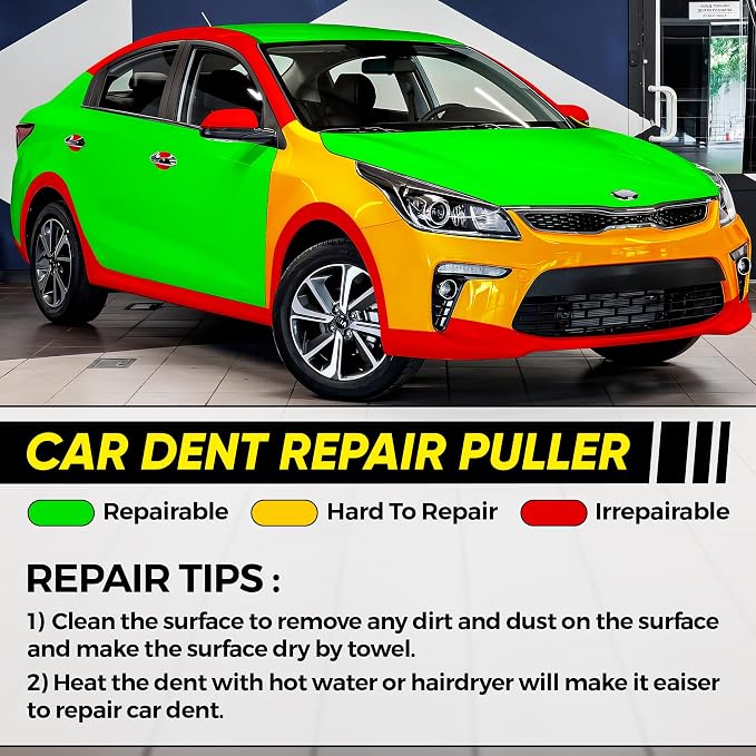 Car Dent Puller, 3 Pcs, One Large 4.6" and Two Small 2.2", Gloves | Rubber Suction Cup Dent Puller for Cars; Pulling Power up to 172 lbs; Comfortable Grip; Works with Glass and Ceramics