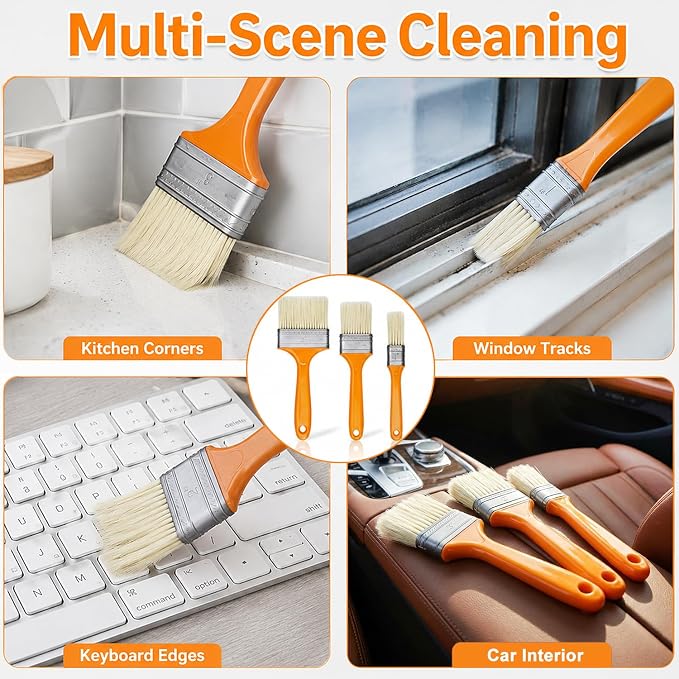 3 Pack Microfiber Duster Brush, Soft Bristles Detailing Brush Dusting Tools, Cleaning Brushes Duster for Auto Interior, Automotive Dashboard, Arts and Crafts, Digital Product, Keyboard