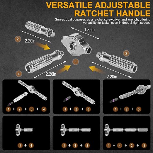 40 in 1 Magnetic Ratchet Screwdriver Set, Multi Bit Magnetic Ratcheting Screwdriver Set with Detachable Ratchet Handle, Repair Tool Kit for Computer Bicycle Furniture DIY