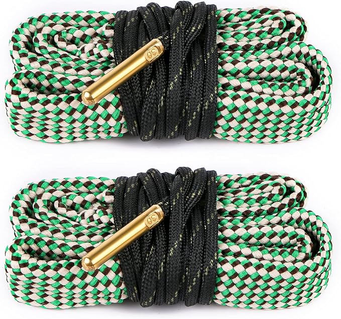 2Pack/3Pack Bore Rope Brush Gun Cleaner Cleaning Snakes, Barrel Snake for 5.56mm/.223/.22/9mm/Cal .380/12 GA/. 30 Cal/.308/.44 Cal. Rifle Shotgun Gun Cleaning(Choose Your Cal)