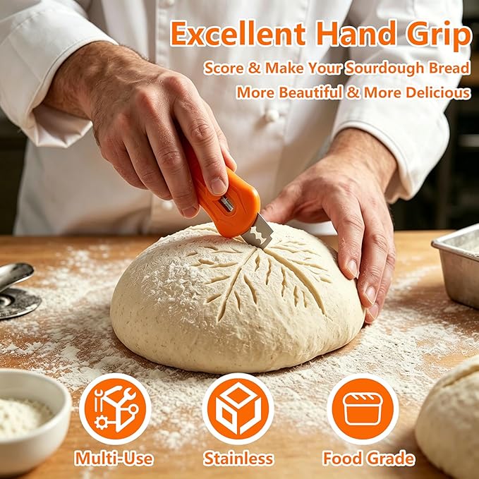 Professional bread lame, upgraded magnetic bread scoring tool, suitable for sourdough bread baking scoring knife for sourdough bread, including 10 razor blades， Professional Bakers Essential