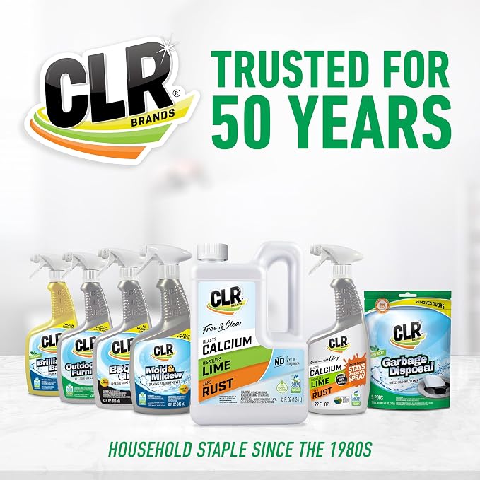 CLR Brands Calcium, Lime and Rust Remover with Cling, 22 oz. Spray Bottle | Adheres to Hard-to-Reach Surfaces, Blasts Calcium, Dissolves Lime Deposits, Zaps Stubborn Rust Stains and Hard Water Deposits