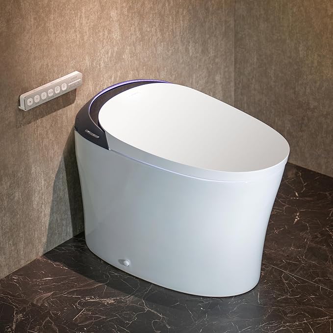 CANEST Smart Toilet with Foam Shield, 17.5" ADA Chair Height, 1.1/1.6GPF Dual-Flush Bidet Toilet, 12" Rough-in, One Piece Toilet, Auto Open/Close, Instant Hot Water, Eco Mode, Deodorization