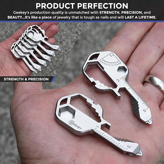 Keychain Multitool – Key Tool with 16+ Functions | Bottle Opener Keychain, EDC Multitool, Screwdriver, Wrench, Box Cutter | Good for Travel, Outdoor, Hiking | TSA Safe | EDC Multitool, Screwdriver, Wrench, Box Cutter | Good for Travel, Outdoor, Hiking ...
