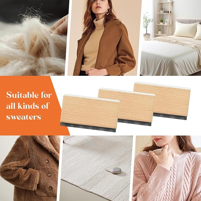 Cashmere Comb, Double Edge Sweater Pill Remover for Wool & Fabric 2 PCS | Beech Wood Sweater Shavers to Remove Pilling,Pilling Remover for Clothes, Fuzz Lint Remover for Cashmere & Home Textiles