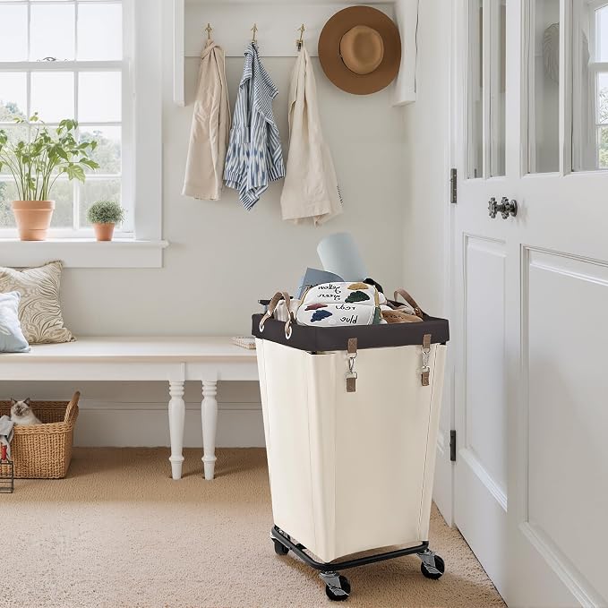 StorageWorks 110L Laundry Basket with Wheels, Rolling Hampers for Clothing