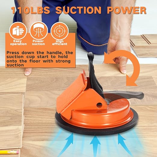 REXBETI Floor Gap Fixer Tool, Plank Gap Repair Kit, Heavy Duty Suction Cup | 45° Widened Striking Surface, 12Pcs Sticky Pads, Laminate Flooring Tool, Fixer Laminate/Vinyl Flooring/Hardwood/LVP