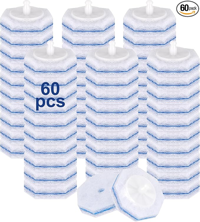 60pcs Toilet Cleaner Refill Pads for Clorox Wand | Upgrade 3-Layer, Won't Fall Apart, Powerful Foam, Safe On Porcelain