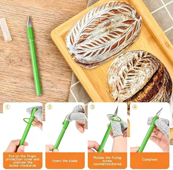 Upgraded Bread Lame with 10 Blades - Professional sourdough Scoring Tool for bread scoring tool Safety Cover & Ergonomic Handle - Premium Bread Scoring Knife for Artisan Bread Making (1, Green)