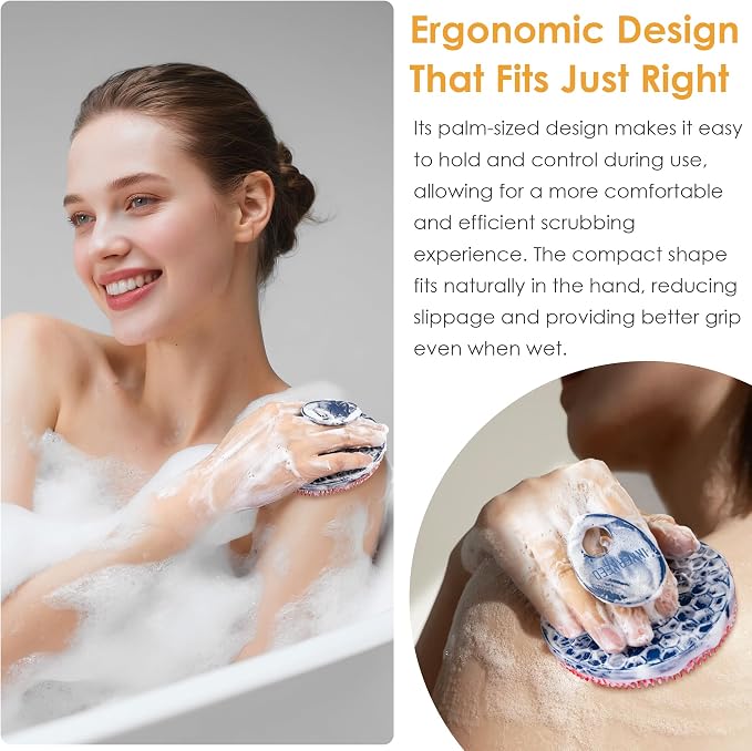 INNERNEED Magnetic Silicone Body Scrubber, Hygienic Shower Brush, Red | Gentle Exfoliating & Deep Cleansing Body Brush for Daily Shower, Skin Vitality