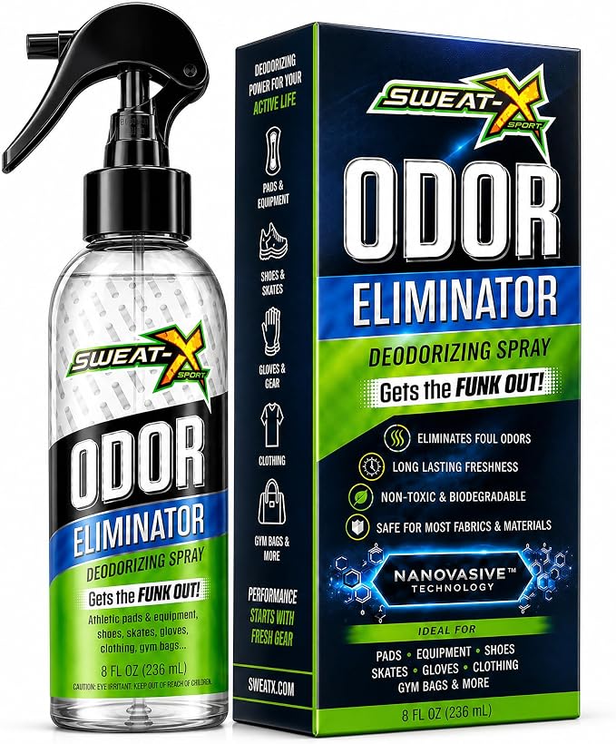 SWEATX Odor Eliminator Spray for Shoes and Clothes, Active Fresh, 8 fl oz | Certified Asthma and Allergy Friendly, Hypoallergenic and Unscented, Gentle on Sensitive Skin, For Activewear and Everyday