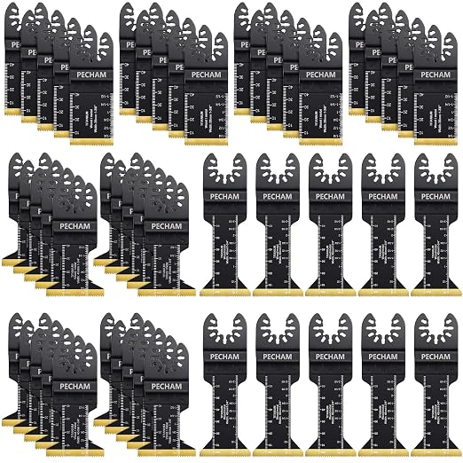 50PCS Titanium Oscillating Tool Blades, Universal Oscillating Multitool Blades Metal Cutting Quick Release for Hard Material Metal Nails Wood Plastic Fit Dewalt Rockwell Milwaukee Makita Bosch