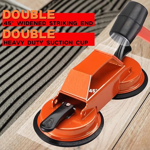 REXBETI Floor Gap Fixer Tool, Plank Gap Repair Kit, Heavy Duty Suction Cup | Double 45° widened striking. Double rubber cup. 10pcs sticky pads. Fixer Laminate/Vinyl Flooring/Hardwood/LVP