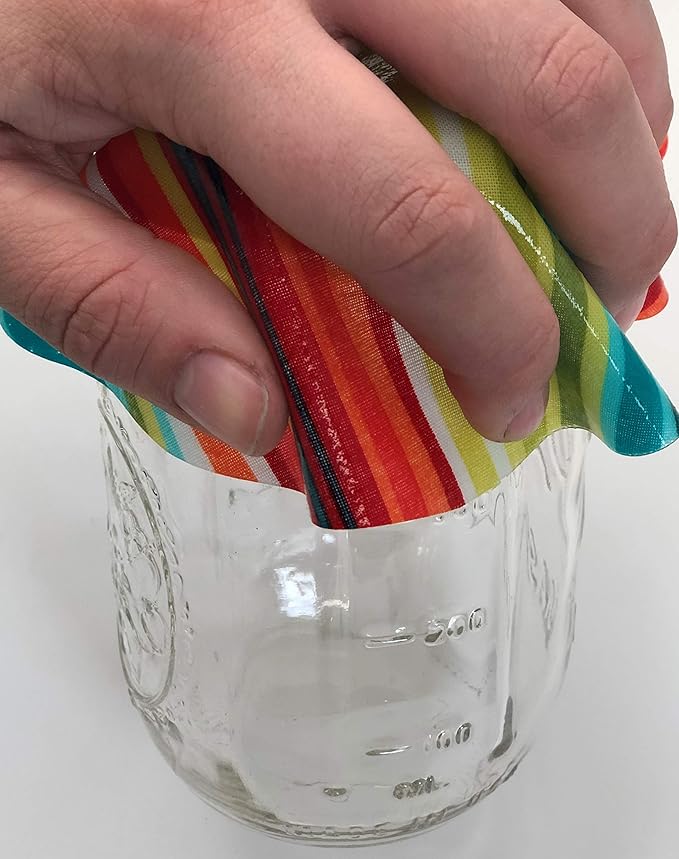 Andreas Silicone Jar Opener, Stripes – 6.25" Non-Slip Lid Gripper & Garlic Peeler, Dishwasher Safe, Multi-Use, Durable Silicone & Fabric, Made in the USA, JO-57