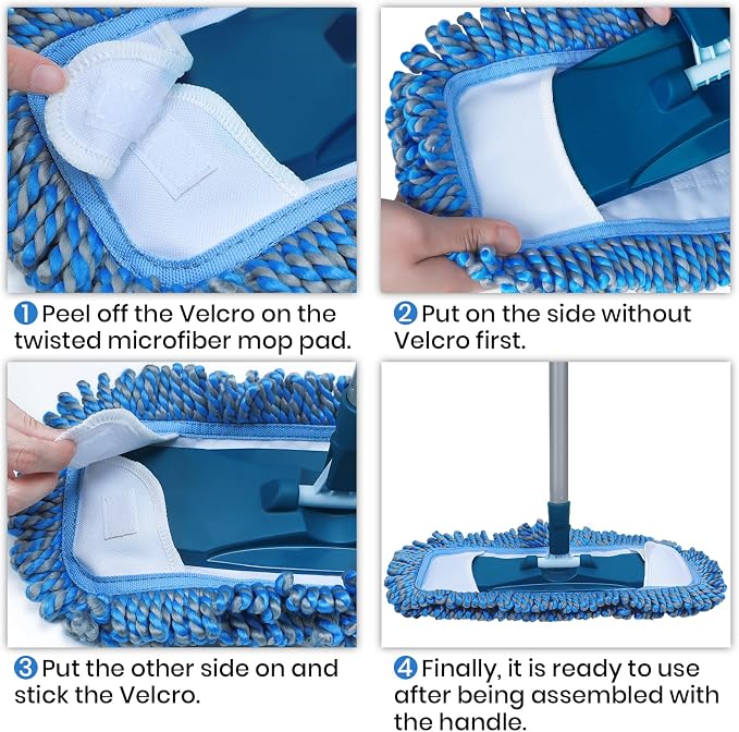 TrueYee Dust Mop for Hardwood Floors with 57" Long Handle Wet & Dry Mops for Catching Pet Hair and Dust Bunny Microfiber Dust Mops for Vinyl, Wood, Tile, Laminate Flooring