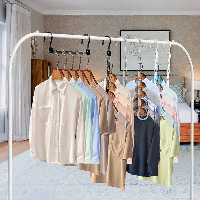 24 Pack Hangers Space Saving Magic Space Saver Hangers Black White Grey | Smart Clothes Hanger Organizer Closet Organizers and Storage for Closet Wardrobe Apartment College Dorm Room Essentials