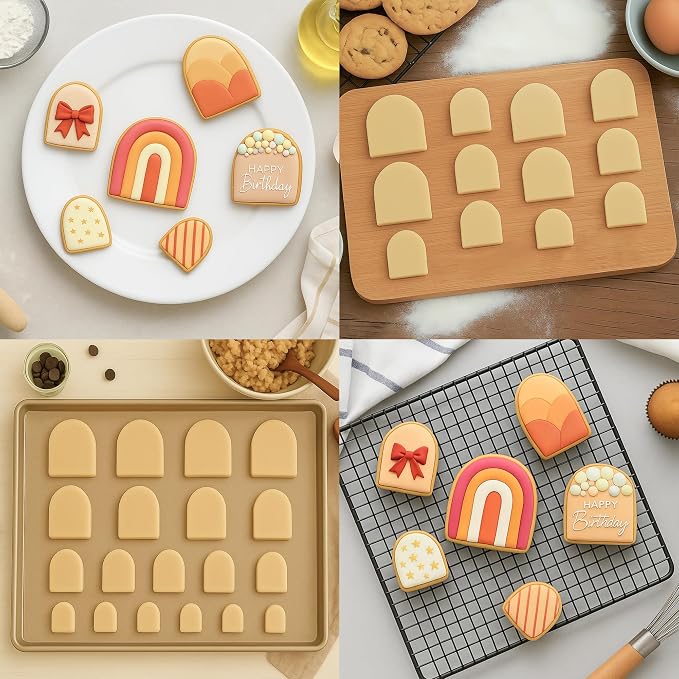 FUSOTO 6PCS Arch Cookie Cutter Set, Large Geometric Stainless Steel Baking Supplies for Homemade Cookies, Arch Plaque Cookie Cutters Shapes Biscuit Molds, 6 Sizes (1.5, 2, 2.5, 3, 3.5, 4 Inch)