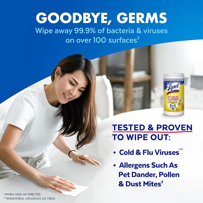 Lysol Disinfecting Wipes, Multi-Surface Cleaner, Crisp Linen, 80 ct.