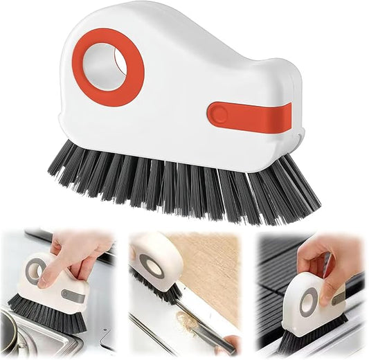 2 in 1 Groove Cleaning Brush,New Window Track Cleaning Tools Multifunction Grout Cleaner Tool with Tweezers and Scraper for Sliding Door Track, Window Seal, Sill (Orange 1 Pcs)